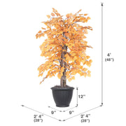 Vickerman TBU2240-RG 4' Artificial Golden Aspen Bush Gray Round Plastic Container.