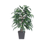 Vickerman TBU2840-SG 4' Artificial Mango Bush Gray Square Plastic Container