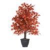 Vickerman TBU3740-RG 4' Artificial Orange Maple Bush Gray Round Plastic Container.