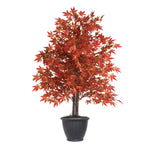 Vickerman TBU3740-RG 4' Artificial Orange Maple Bush Gray Round Plastic Container.