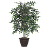 Vickerman TBU4240-RB 4' Artificial Mini Ficus Bush Brown Plastic Container.