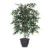 Vickerman TBU4240-RG 4' Artificial Mini Ficus Bush Gray Round Plastic Container.