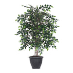 Vickerman TBU4240-RG 4' Artificial Mini Ficus Bush Gray Round Plastic Container.