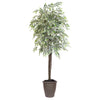 Vickerman TDX1360-RB 6' Artificial Varigated Smilax Deluxe Tree Brown Round Plastic Container.