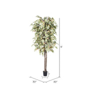 Vickerman TDX1760-07 6' Artificial Frosted Maple Deluxe Black Plastic Pot