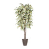 Vickerman TDX1760-RB 6' Artificial Frosted Maple Deluxe Tree Brown Round Plastic Container.