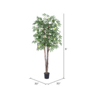 Vickerman TDX1860-07 6' Artificial Japanese Maple Deluxe Black Plastic Pot