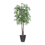 Vickerman TDX1860-RG 6' Artificial Japanese Maple Deluxe Tree Gray Round Plastic Container.