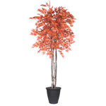 Vickerman TDX3760-RG 6' Artificial Orange Maple Deluxe Tree Gray Round Plastic Container.