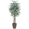 Vickerman TEX0260-RB 6' Artificial Variegated Ficus Executive Brown Round Plastic Container.