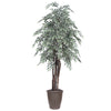 Vickerman TEX1360-RB 6' Artificial Variegated Smilax Executive Tree Brown Round Plastic Container.