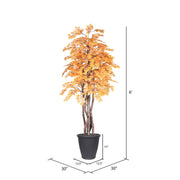 Vickerman TEX2260-RG 6' Artificial Golden Aspen Executive Tree Gray Round Plastic Container.