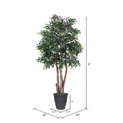 Vickerman TEX4260-RG 6' Artificial Mini Ficus Executive Tree Gray Round Plastic Container.