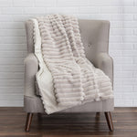 Lux Faux Fur & Velvet Throw – 70" W x 57" L Channeled Luxury Accent Blanket for Sofa & Bed By Cloud9