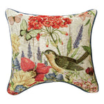 Manual Woodworkers and Weavers 17" Woven Pillow – Bloom with Grace Floral Tapestry Cushion for Elegant Home Accents