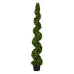 Vickerman TP170472LED 6' Artificial Potted Green Boxwood Spiral Tree.