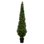 Vickerman TP170696LED 8' Artificial Potted Green Cedar Tree.