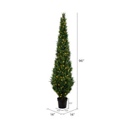 Vickerman TP170696LED 8' Artificial Potted Green Cedar Tree.