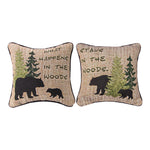 Square Accent Pillow WHAT HAPPENS IN THE WOOD – Cotton Blend by Manual Woodworkers