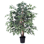 Vickerman TXX0240-06 4' Artificial Variegated Extra Full Bush Black Plastic Pot.