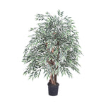 Vickerman TXX1340-06 4' Artificial Variegated Smilax Extra Full Bush Black Plastic Pot.