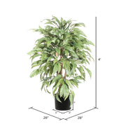 Vickerman TXX2840-06 4' Artificial Mango Extra Full Bush Black Plastic Pot.
