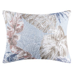 Greenland Home Fashions Tropics Mist Reversible Quilted Pillow Sham with Palm Frond Stitching