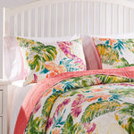 Tropics King Quilted Pillow Sham – Coral Tropical Print, 20"x36", Brushed Microfiber with Cotton-Rich Fill by Greenland Home Fashions