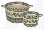 Earth Rugs Ivy Leaf Utility Basket – Hand-Stenciled Oval Jute Bin for Rustic Storage