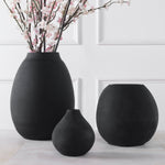 Uttermost 18068 Hearth Matte Black Vases, Set of 3