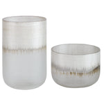 Uttermost 18071 Frost Silver Drip Glass Vases, Set of 2
