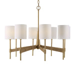 Uttermost 21372 Lautoka Rattan 8 Light Brass Chandelier with White Linen Shades
