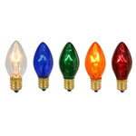 Vickerman V471730-25 C7 Transparent Multicolor Replacement Bulbs 130 Volt 5 Watt Box Of 25.