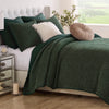 Velvet Crush Forest Green Quilt Set – 3-Piece Bedding for Queen or King Beds