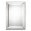 Metallic Silver Wall Mirror – Grooved Frame Decorative Accent Mirror