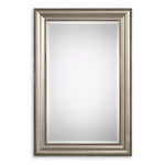 Decorative Wall Mirror – 36" H Antiqued Champagne Silver Leaf Frame with Beaded Details and Beveled Glass by One Pixie Street