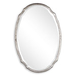 Modern Wall Mirror – 36" H Hammered Silver Metal Oval Frame with Concave Texture and Beveled Glass by One Pixie Street