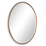 Oval Wall Mirror 35"H Gold Leaf Iron MDF – Wide Metal Band Frame Modern Decor By One Pixie Street