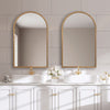 Arch Style Wall Mirror Lightly Antiqued Gold Leaf Metal Frame With Thin Profile – 39"H Decorative Accent Mirror for Living Room by One Pixie Street