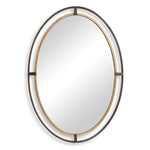 Iron Wall Mirror – 34 3/4" H Oval Double Frame in Rustic Bronze and Antiqued Gold Finish with Beveled Glass by One Pixie Street