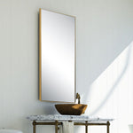 Gold Frame Decorative Wall Mirror with Plain Glass Panel Accent Mirror for Bathroom Vanity Entryway Bedroom Living - 40"H by One Pixie Street