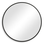 Round Wall Mirror 37"H Matte Black PVC Metal – Durable Contemporary Frame for Vanity or Entry Modern Decor By One Pixie Street