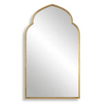Iron Wall Mirror – 38" H Moroccan Style Gold Leaf Frame with Arched Design and Beveled Glass by One Pixie Street