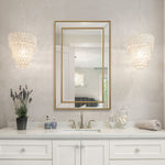 Wall Mirror Beveled Frame 32" H Gold Beaded Classic Design by One Pixie Street