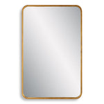 Wall Mirror 38"H Gold Leaf MDF Iron – Contemporary Rounded Corner Frame Modern Vanity or Entryway Decor By One Pixie Street
