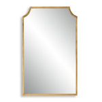 Wall Mirror 36"H Gold Leaf MDF Iron – Curved Corner Contemporary Frame Modern Vanity or Entryway Decor By One Pixie Street
