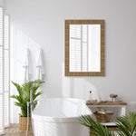 Natural Rattan Look Rectangular Accent Mirror Decorative Wall Mirror for Bathroom Entryway Bedroom - 35"H by One Pixie Street