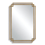 Iron Wall Mirror – 34" H Brushed Gold Double Frame with Subtle Silver Highlights and Beveled Glass by One Pixie Street