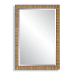 Framed Wall Mirror – 32" H Faux Rattan Wrapped Frame with Dark Brown Accent and Beveled Glass by One Pixie Street