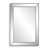 Rectangular Nickel Wall Mirror 34"H – Modern Beveled Glass Frame